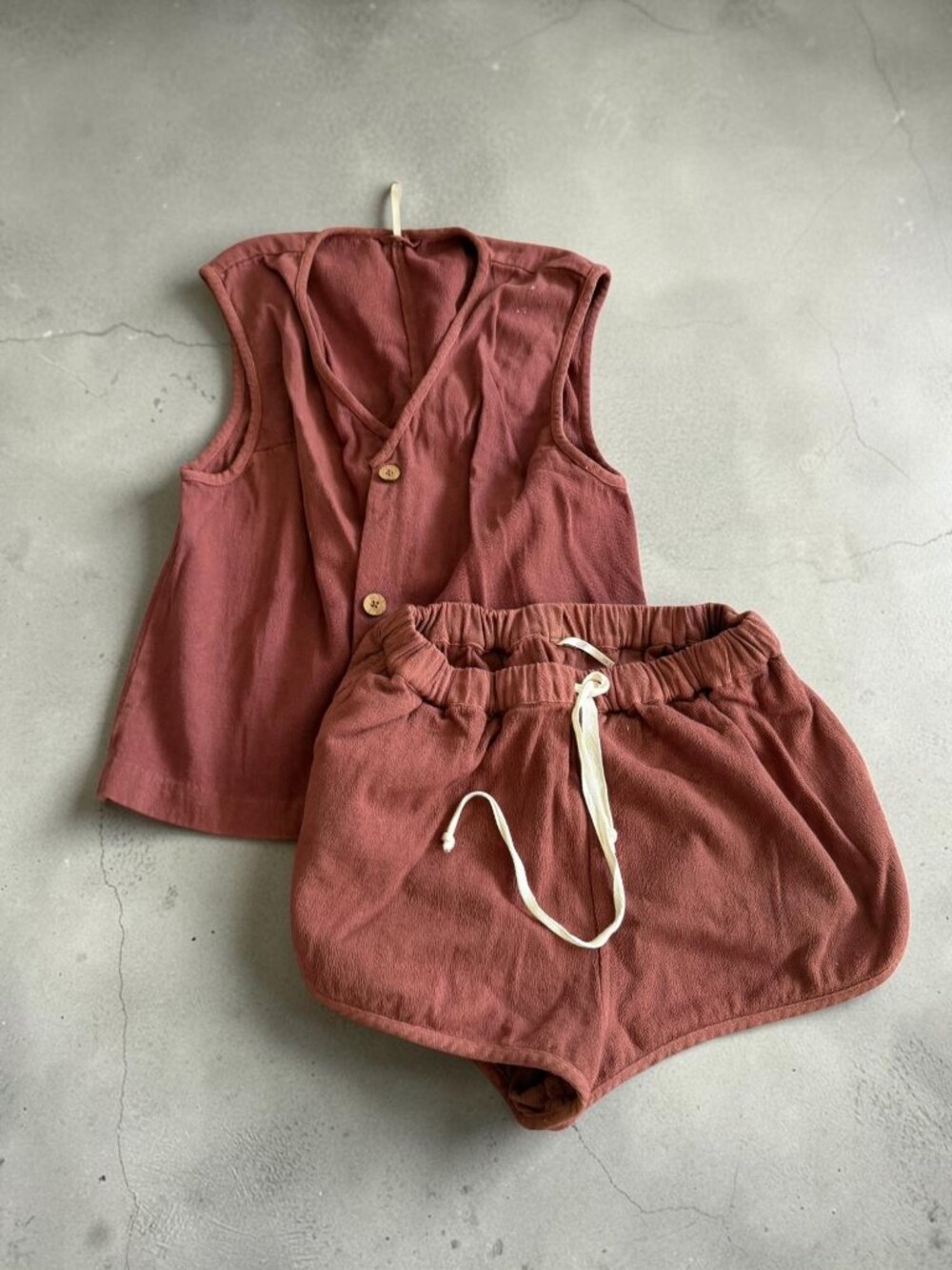 FREE PEOPLE Rust Copper Vest Shorts Set Size Medium